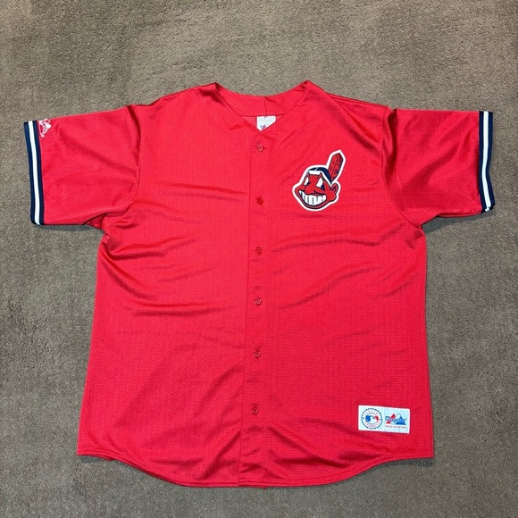 Majestic Other - Vintage 90s Cleveland Indians MLB Chief Wahoo Majestic Jersey XXL RED USA
